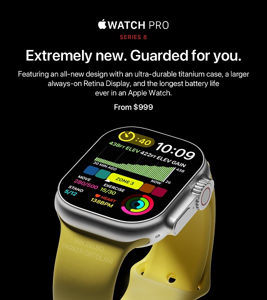 Защищённые Apple Watch Pro на первых качественных рендерах. Дизайнер создал их на основе документов CAD