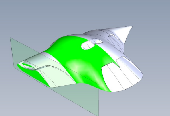 Модель корпуса SWAN. На срезе показано, по какому каналу внутри корпуса будет двигаться струя воздуха