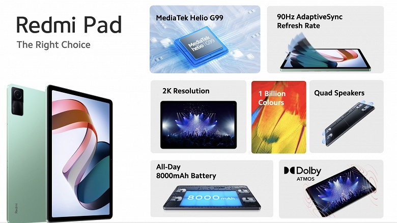 Экран 2К 10,6 дюйма, 8000 мА&middot;ч, металлический корпус, 4 динамика &mdash; всего лишь за 160 долларов. Представлен планшет Redmi Pad