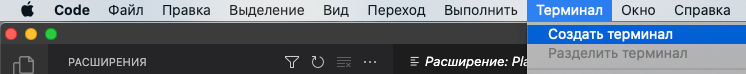 Запуск терминала в VS Code