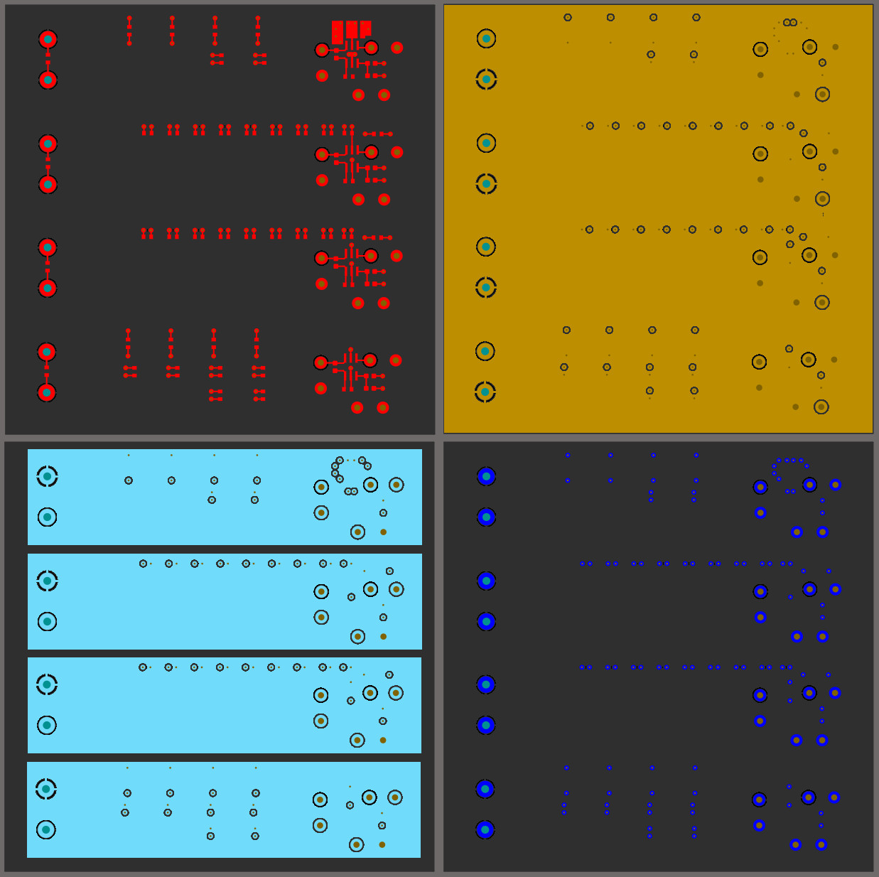 Топология печатной платы по слоям (TOP, L1, L2, BOT)