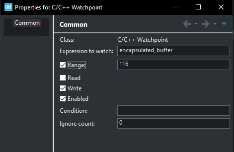 Настройка Data Breakpoint в CubeIDE