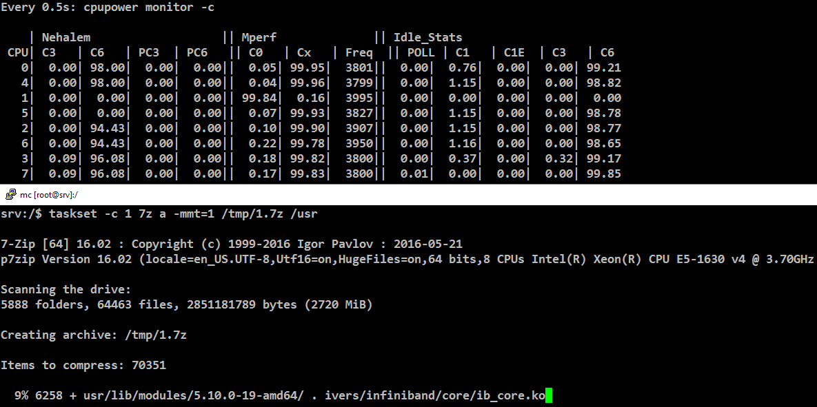 Ядра 1 и 2 сорта под Linux - 13