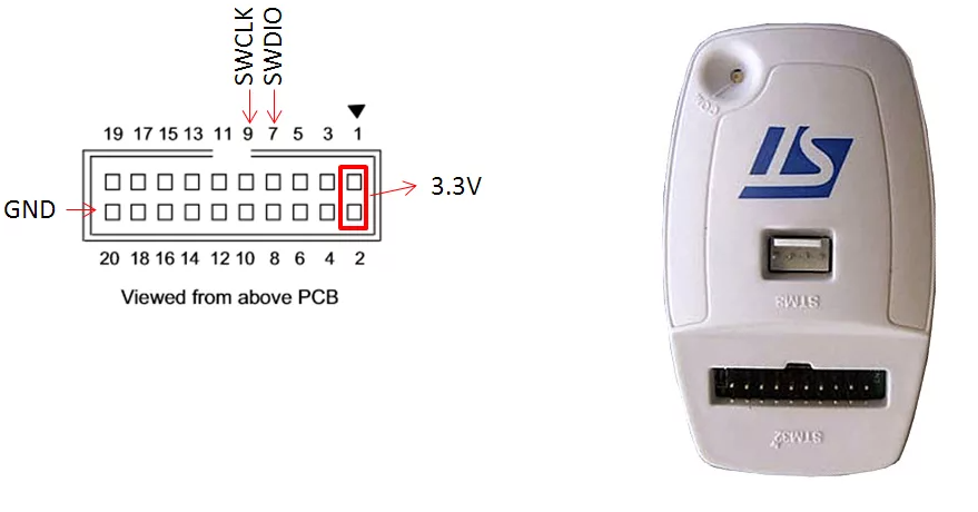 Распиновка внутрисхемного программатора ST-Link V2