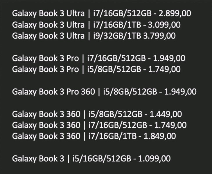 Очень недешево. Топовая версия флагманского ноутбука Samsung Galaxy Book3 Ultra с процессором Core i9 и GeForce RTX 4070 обойдется в 3800 евро