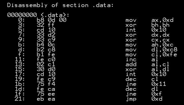 Дизассемблинг в objdump