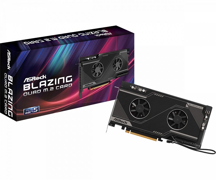 Подключить четыре SSD с PCIe 5.0 к одному слоту PCIe. ASRock представила плату расширения Blazing Quad M.2 Card - 2 Подключить четыре SSD с PCIe 5.0 к одному слоту PCIe. ASRock представила плату расширения Blazing Quad M.2 Card