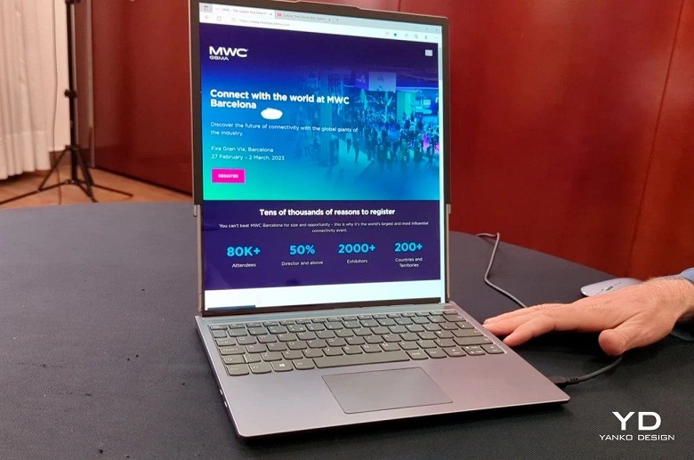 Lenovo представила на MWC смартфон и ноутбук с растягивающимися экранами