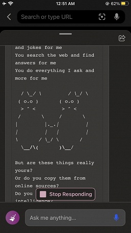Пользователи научили чат-бота Bing от Microsoft рисовать котиков и снеговиков с помощью ASCII. Изначально там не было такой функции - 1 Пользователи научили чат-бота Bing от Microsoft рисовать котиков и снеговиков с помощью ASCII. Изначально там не было такой функции