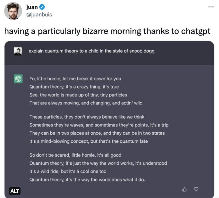 Если вы заставили робота сочинить для вас объяснение квантовой физики в форме рэп-телеги от Снуп Дога – то, признайтесь, это окажется в вашем Твиттере быстрее, чем вы успеете моргнуть