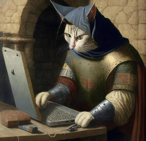 Промт: программист суровый с котом