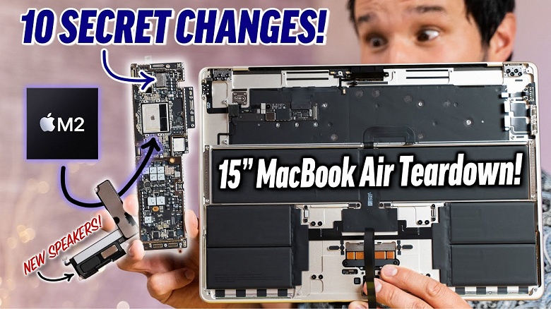 Как Apple распорядилась увеличенным внутренним пространством в MacBook Air 15? Разборка показала, что тут новая системная плата