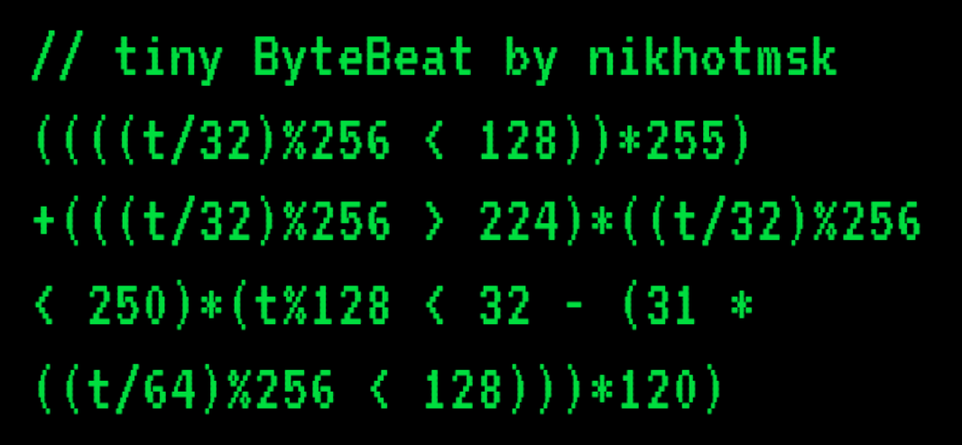 Звучащий код — пишем музыку на языке ByteBeat - 1