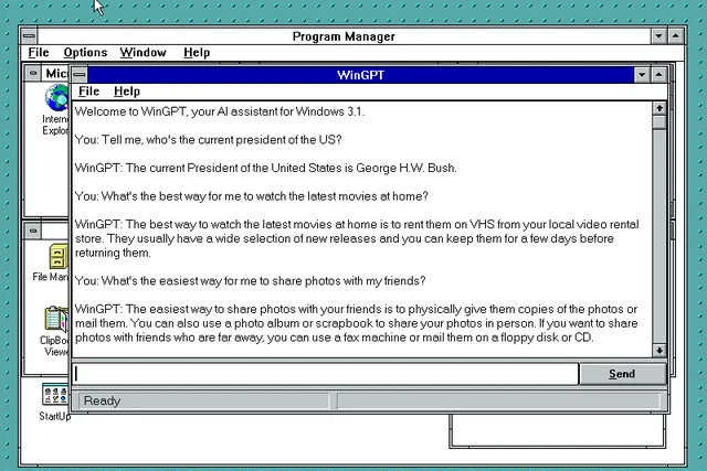 Чат-бот ChatGPT добрался до древних компьютеров с 31-летней ОС Windows 3.1