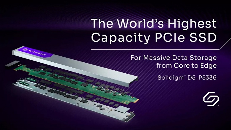 SSD объёмом более 60 ТБ. Представлен Solidigm PCIe 4.0 D5-P5336 для задач ИИ и работы с огромными массивами данных