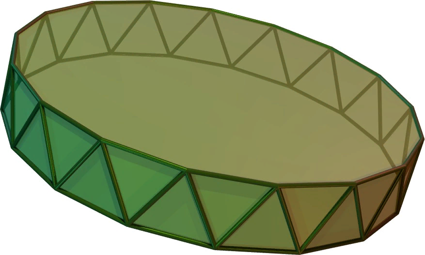 Антипризма - полуправильный многогранник, у которого две параллельные грани (основания) - равные между собой правильные n-угольники, а боковые грани - правильные треугольники. На рисунке 34 треугольника, значит n=17, m=1 
