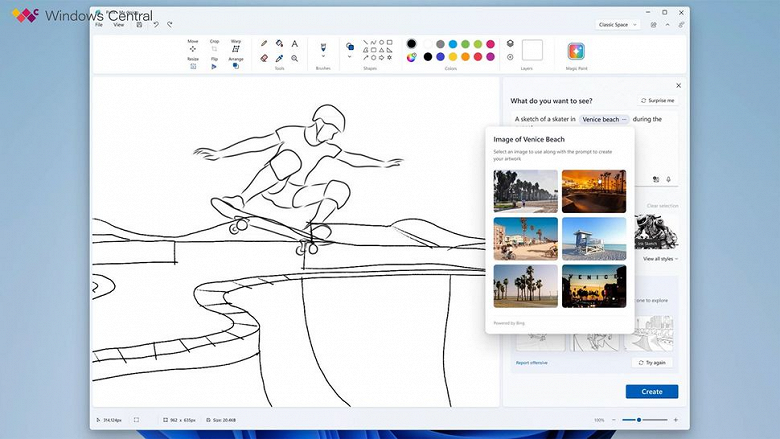 Microsoft научит знаменитый Paint в Windows 11 создавать картинки по текстовому описанию
