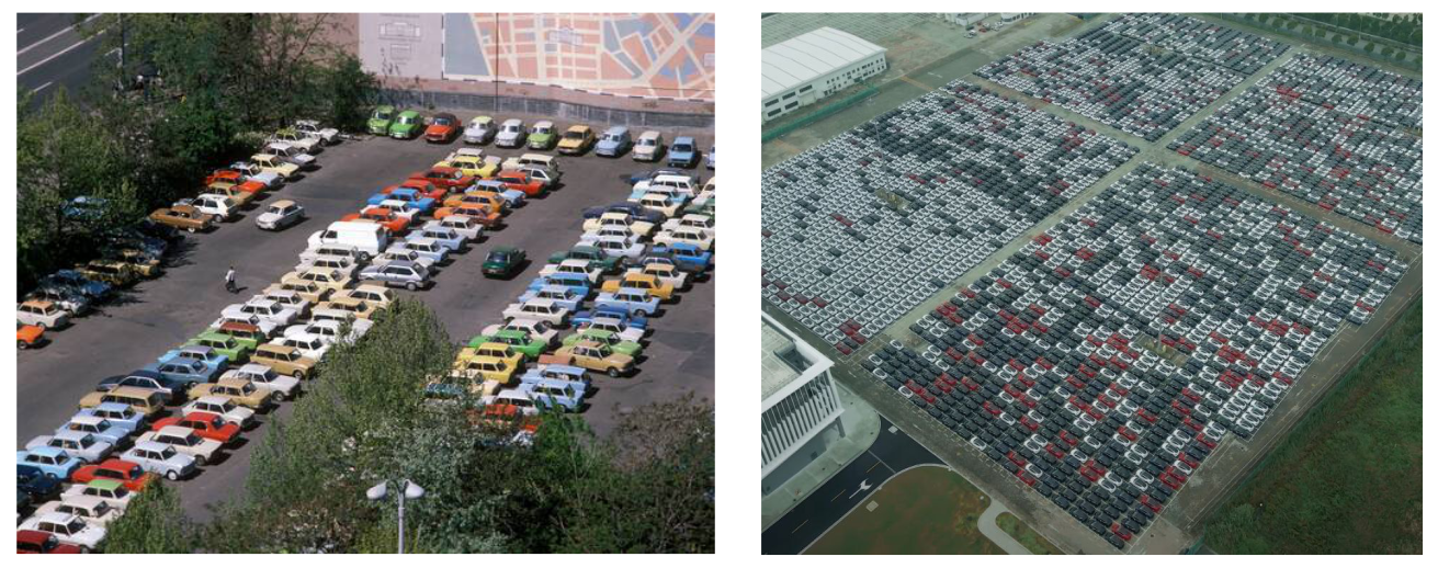 Парковка в 1970-х (слева) и 2023 годах, imago-images.de, facebook.com