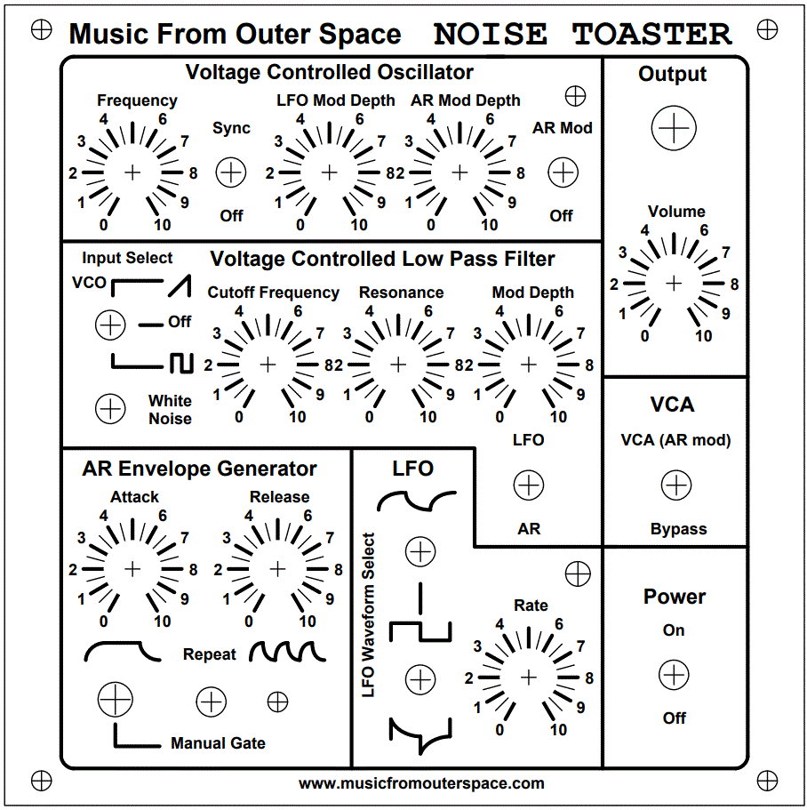 Простой аналоговый синтезатор MFOS Noise Toaster - 10