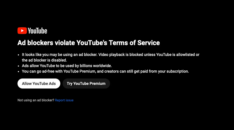 YouTube полностью запрещает просмотр видео при обнаружении блокировщиков рекламы - 1 YouTube полностью запрещает просмотр видео при обнаружении блокировщиков рекламы
