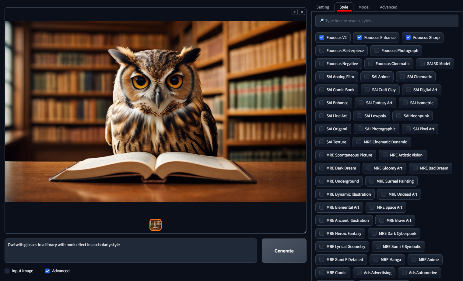 Owl with glasses in a library with book effect in a scholarly style