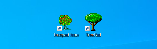 Слева — родная иконка TreePad, справа — иконка дерева из moricons.dll