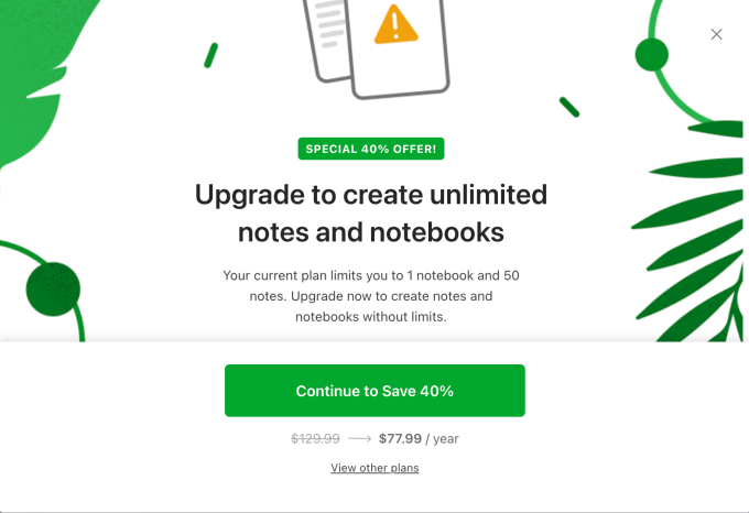 Пользователи недовольны: в Evernote тестируется ограничение в 50 заметок и 1 блокнот без платной подписки