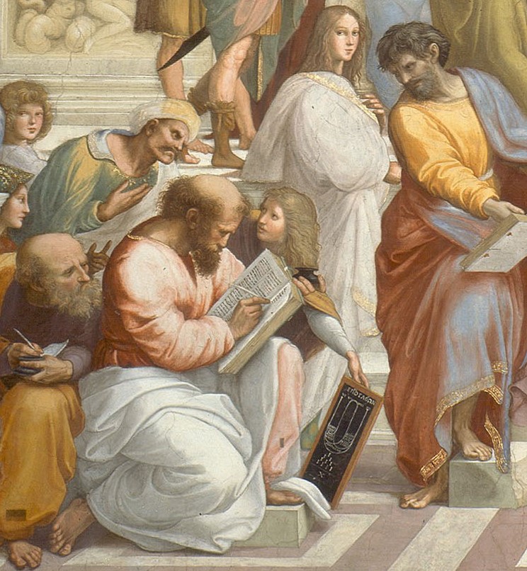 Пифагор со своими учениками на фреске Рафаэля