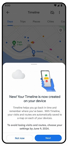 Google перестанет «следить» за перемещениями пользователей посредством Google Maps. История местоположения будет храниться только на смартфоне