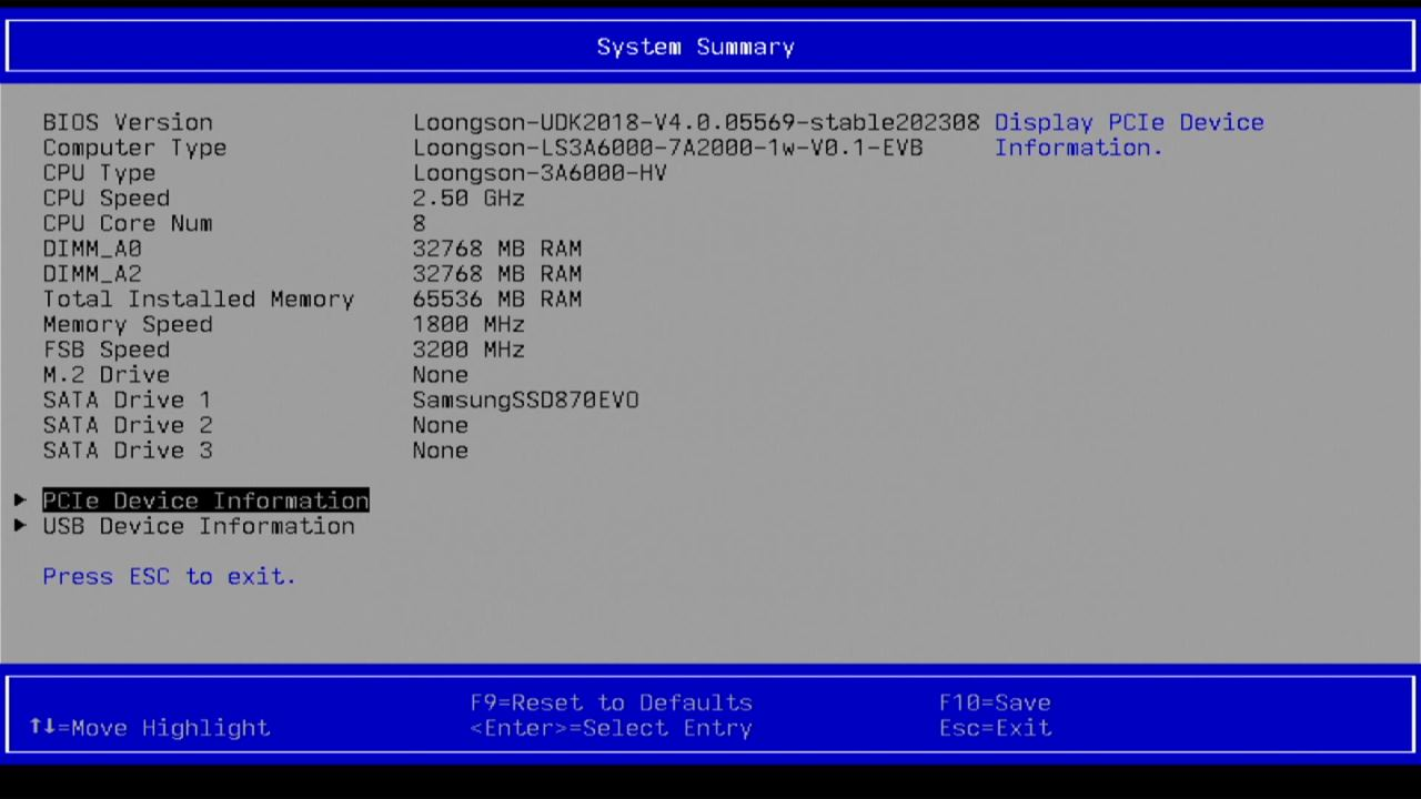 BIOS Setup Utility - System Summary