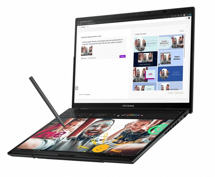Ноутбук Asus Zenbook Duo (2024) получил сразу два больших сенсорных экрана