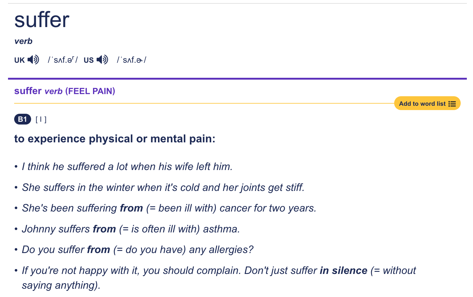 https://dictionary.cambridge.org/dictionary/english/suffer
