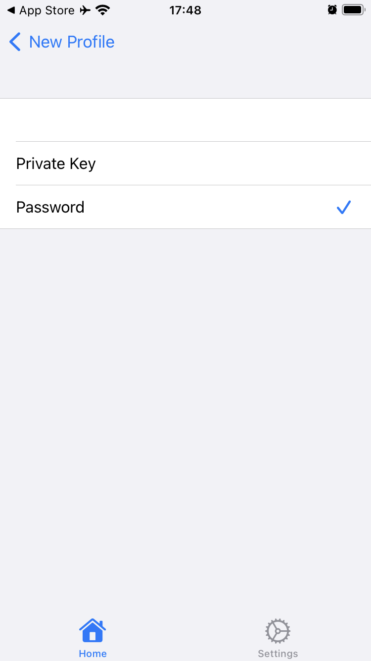 Выбираем тип авторизации - Пароль