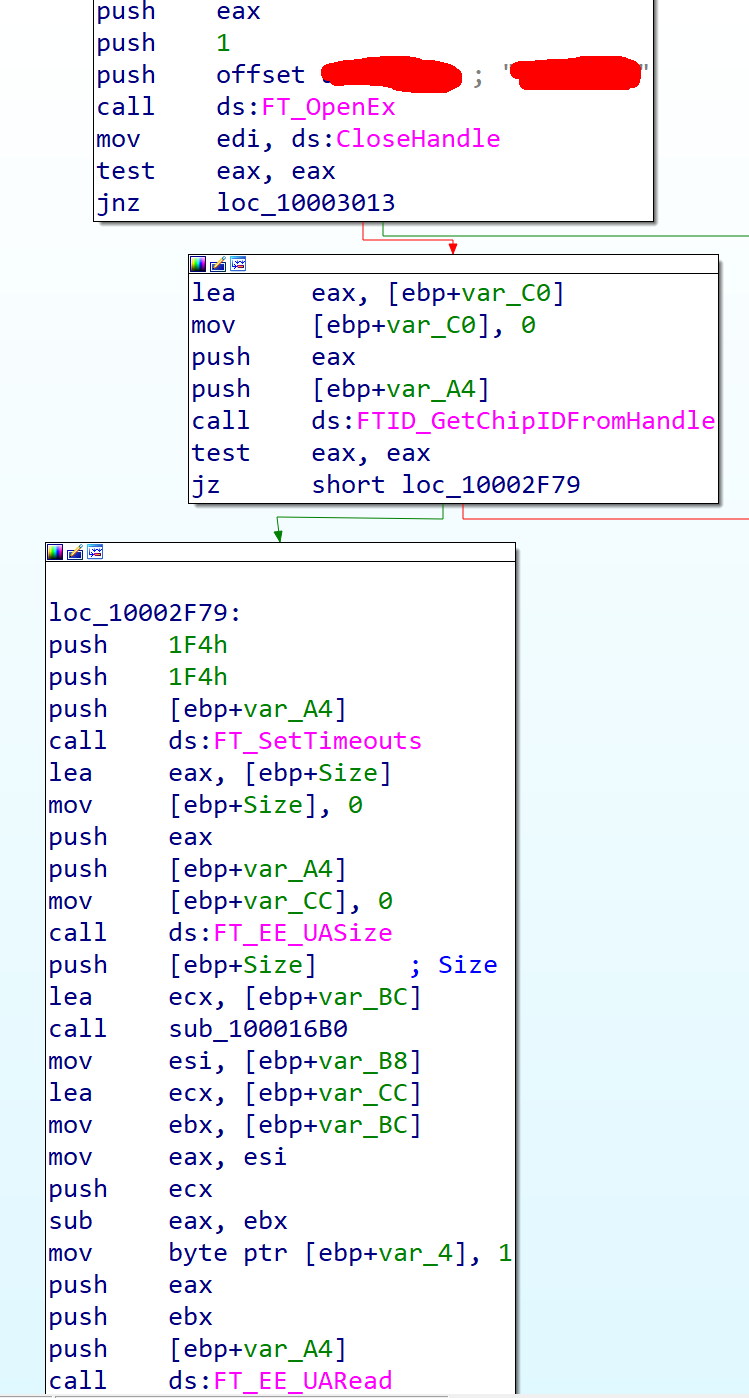 Основной код взаимодействия с FTDI в validation