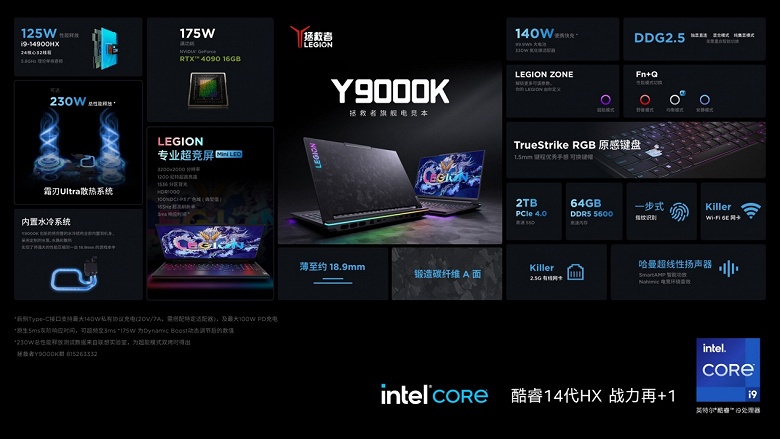 Lenovo рассказала, сколько стоит самый мощный Legion. Legion Y9000K 2024 получил Core i9-14900HX, GeForce RTX 4090 Laptop, 64 ГБ ОЗУ и систему жидкостного охлаждения