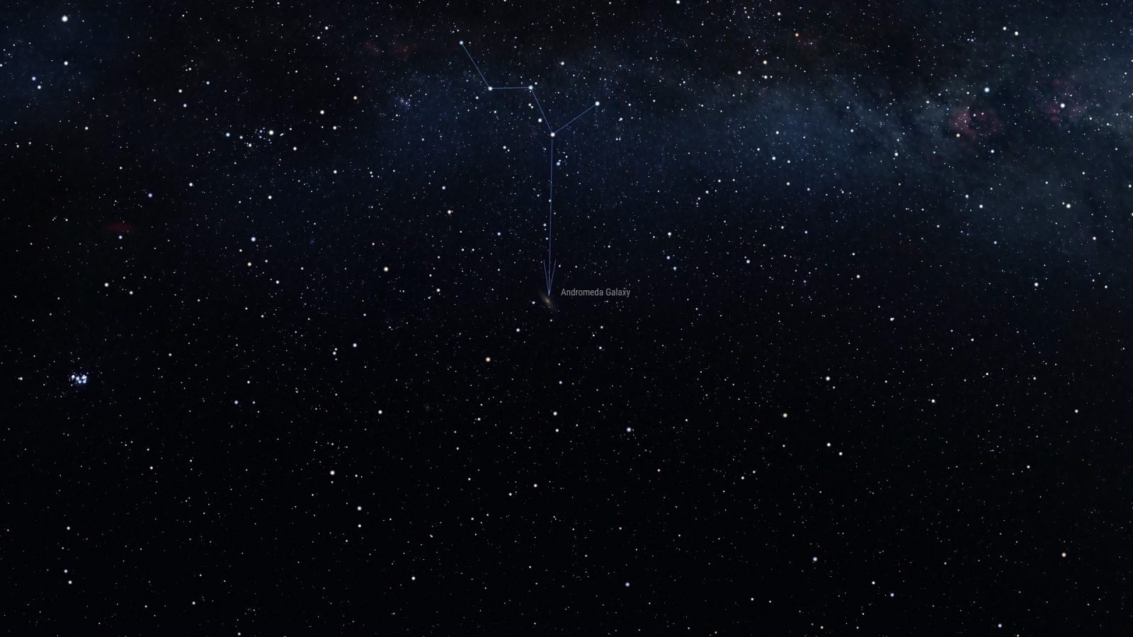 Способ отыскать на небе галактику Андромеды, отталкиваясь от созвездия Кассиопеи  