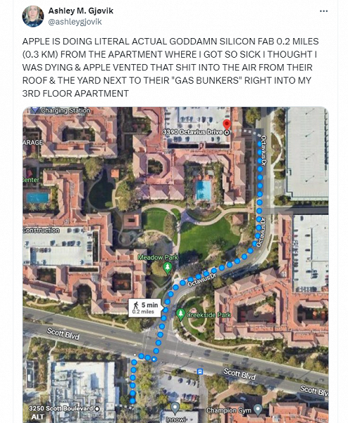 Лаборатория Apple годами отравляла воздух вокруг здания, из-за чего сотрудница компании, по её словам, чуть не умерла - 3 Лаборатория Apple годами отравляла воздух вокруг здания, из-за чего сотрудница компании, по её словам, чуть не умерла