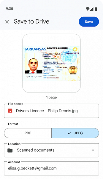 &laquo;Google Диск&raquo; теперь может сохранять отсканированные документы в формате JPEG