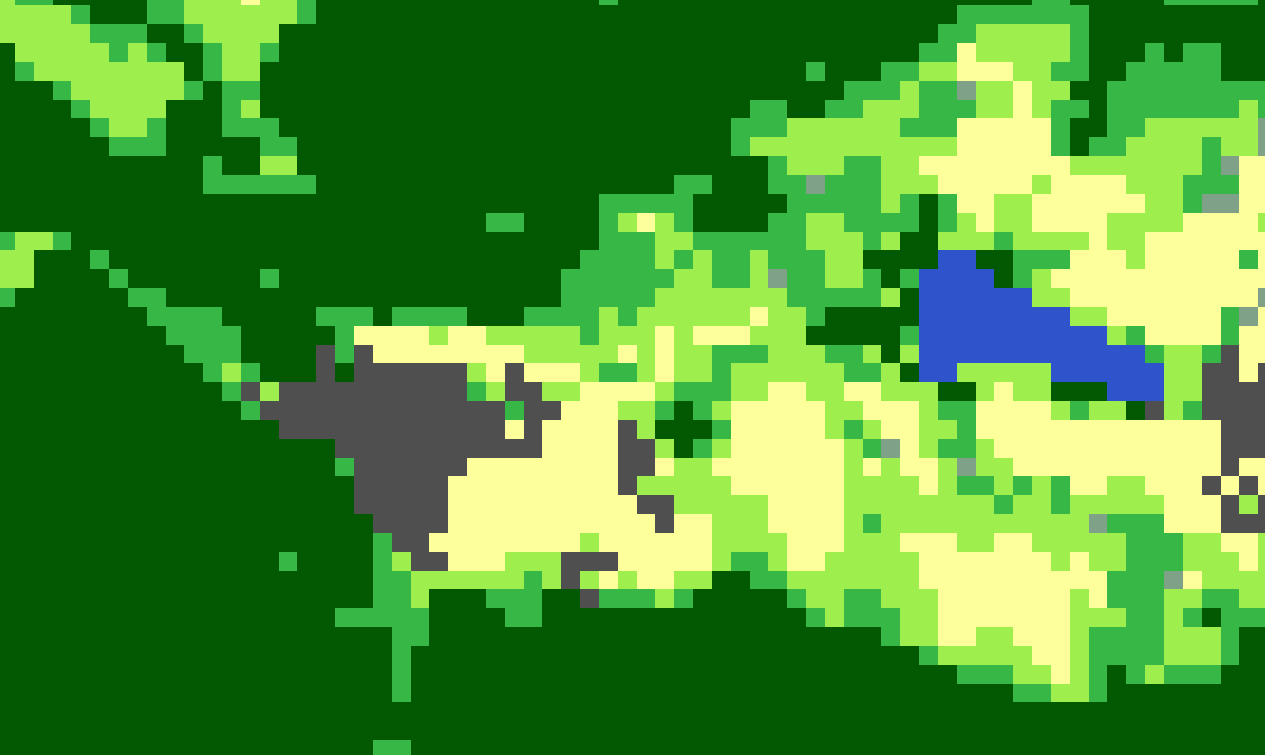  Растр с типами землепользования на основе данных MODIS MCD12Q1. В каждой ячейке - номер категории земель (напр. 3 - водные объекты, 10 - густой лес и т.п.)  