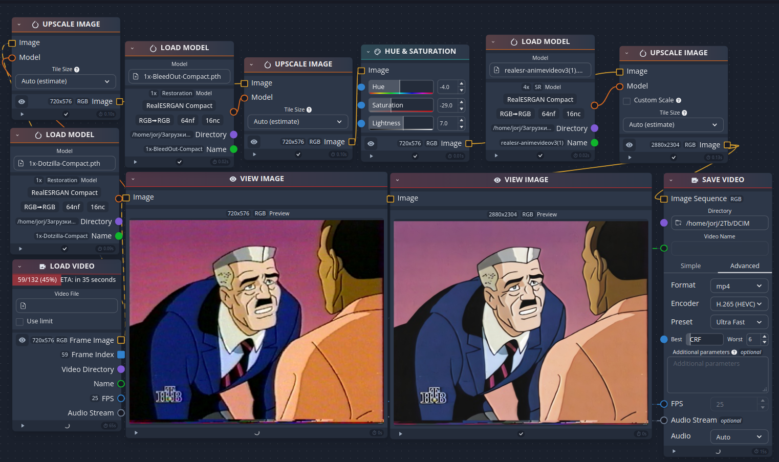 Пример связки в ChaiNNer Пример связки в ChaiNNer