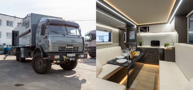 Старый 36-летний КамАЗ-43101 превратили в крутой автодом &mdash; в нем есть даже хамам и посудомоечная машина