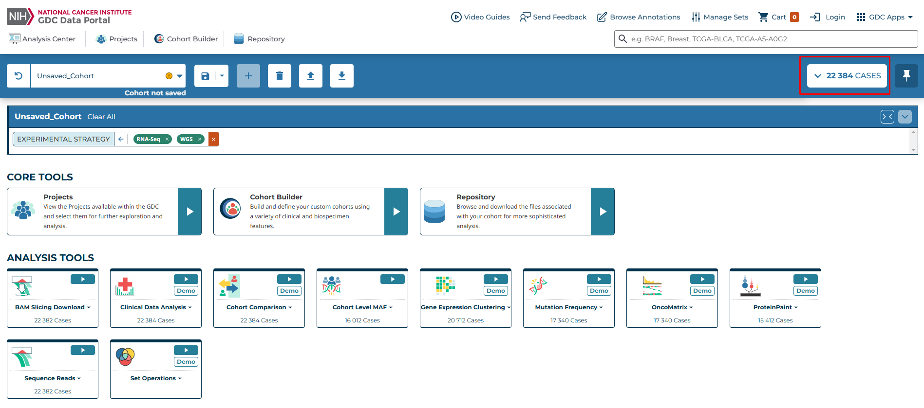 Снова переходим в Access TCGA Data