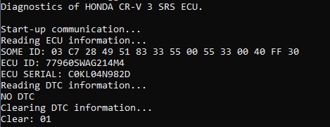 Анализ проприетарного протокола K-линии на примере блока SRS Honda CR-V 3 - 6 Анализ проприетарного протокола K-линии на примере блока SRS Honda CR-V 3 - 6