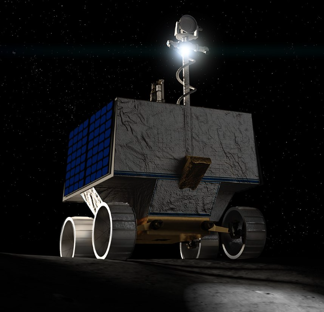 Художественное изображение лунохода VIPER во тьме лунной ночи