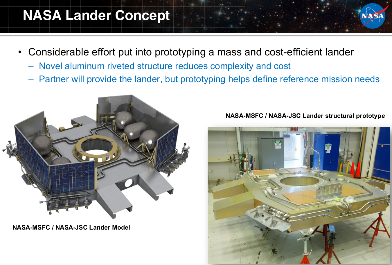 Лунный посадочный модуль (структурный прототип) для лунохода "Resource Prospector" в лаборатории NASA