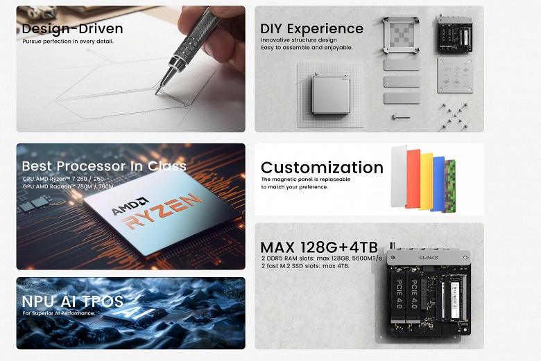 Модульный мини-ПК, который можно превратить в блок из Minecraft. Emdoor Clink-X xCraft позволяет менять и внутренние компоненты, и внешние панели - 5 Модульный мини-ПК, который можно превратить в блок из Minecraft. Emdoor Clink-X xCraft позволяет менять и внутренние компоненты, и внешние панели