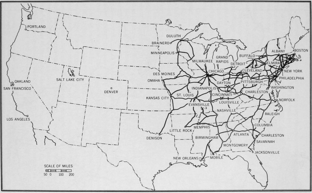 Телефонные сети США в 1907 году