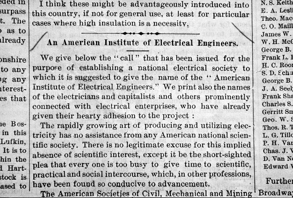 Призыв Натаниэля Кейта, положивший начало Американскому институту инженеров-электриков