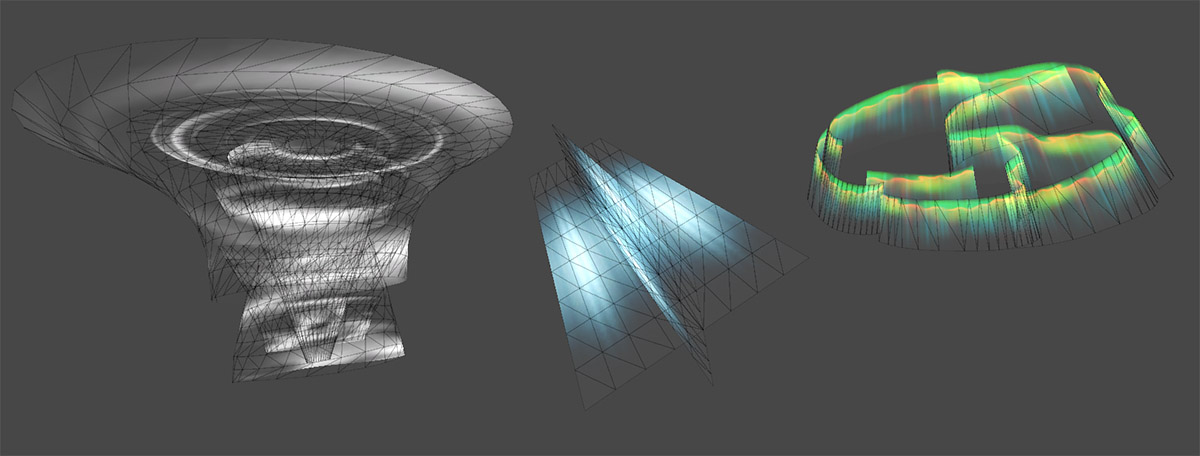  Вихрь над  городом - не партиклы, а моделька с анимированной текстурой. И лучи volume light – тоже. И авроры в подземельях – все вполне олдскульно на вид