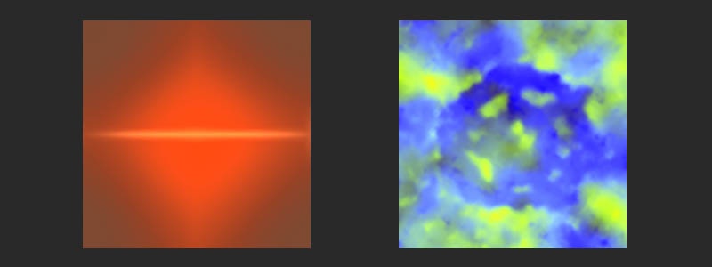  Результаты рендеринга первого и второго вызовов. Первая текстура оранжевая, потому что кадр с закатным освещением – когда освещение дневное, она голубая